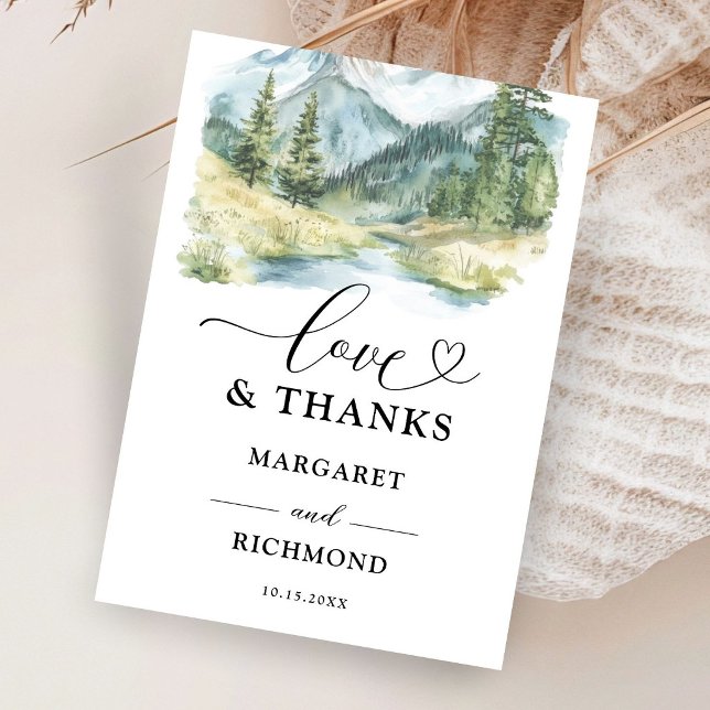 Mountain Pine Tree Simple Rustic Thank You Cards (Creator Uploaded)