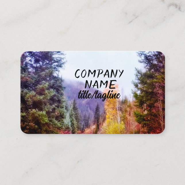 mountain pine trees fall nature art outdoors  business card (Front)