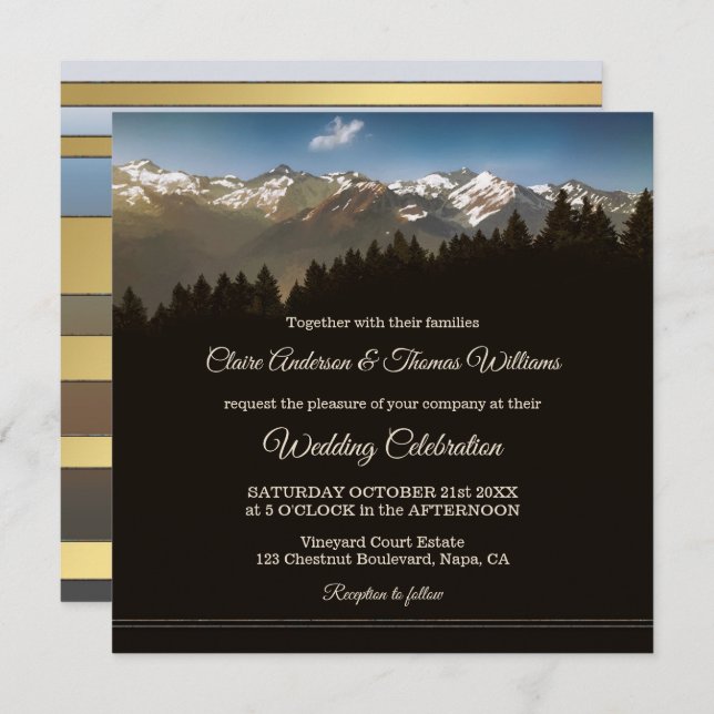 Mountain Pine Trees Wedding Invitation (Front/Back)