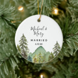 Mountain Pine Trees Wedding Ornament Gift<br><div class="desc">Mountain Pine Trees Wedding Ornament Gift
Personalized with your own name,  event,  and year!</div>