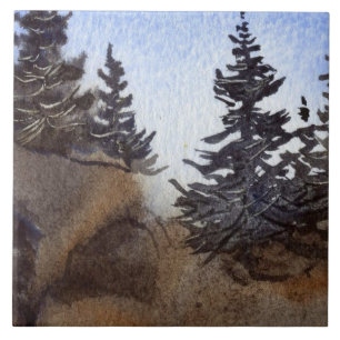 Mountain pines in the rocks tile
