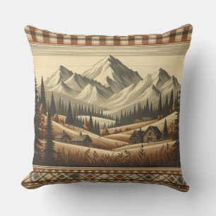 Mountain Plaid - for Cozy Cabin Charm Throw Pillow