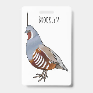 Mountain quail bird cartoon illustration badge