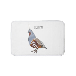 Mountain quail bird cartoon illustration  bath mat