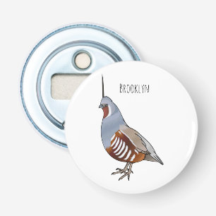 Mountain quail bird cartoon illustration bottle opener