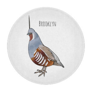Mountain quail bird cartoon illustration cutting board