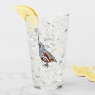 Mountain quail bird cartoon illustration   glass