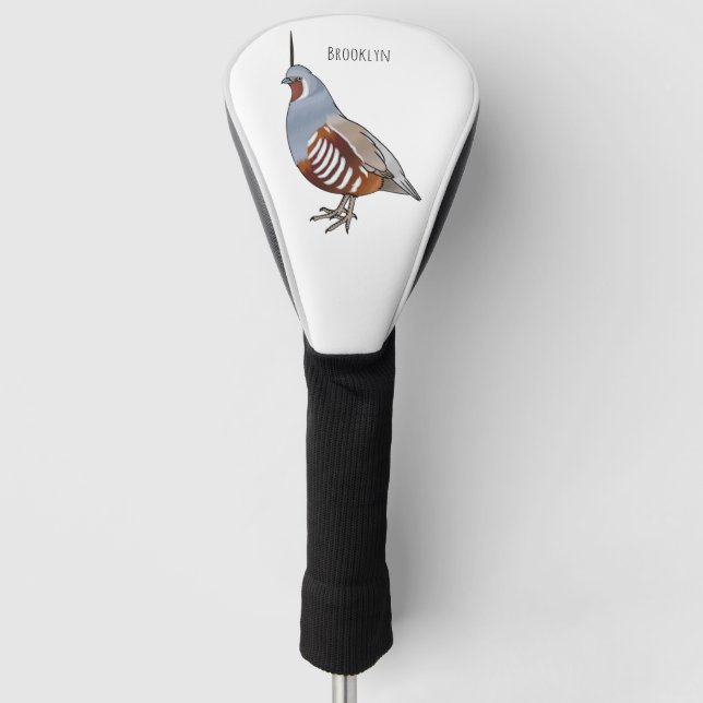 Mountain quail bird cartoon illustration  golf head cover (Front)