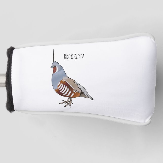 Mountain quail bird cartoon illustration  golf head cover (Front)