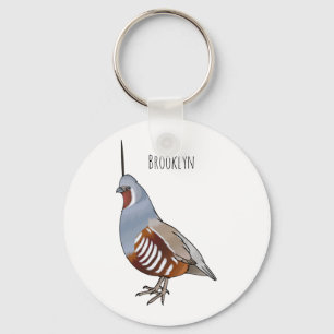 Mountain quail bird cartoon illustration  keychain