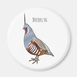 Mountain quail bird cartoon illustration magnet