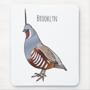 Mountain quail bird cartoon illustration  mouse pad