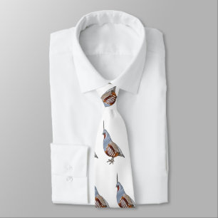 Mountain quail bird cartoon illustration  tie