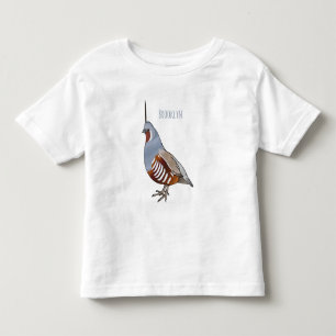 Mountain quail bird cartoon illustration toddler t-shirt