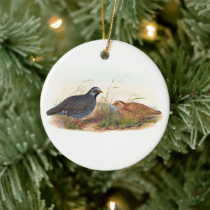 Mountain Quail , Tree Ceramic Ornament