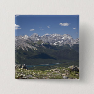 Mountain Range And Lake From On Top Of A Mountain 2 Inch Square Button