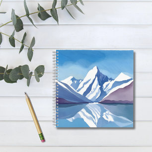 Mountain Range Blue Watercolor Landscape Notebook