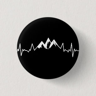 Mountain Range Heartbeat Pulse Line 1 Inch Round Button