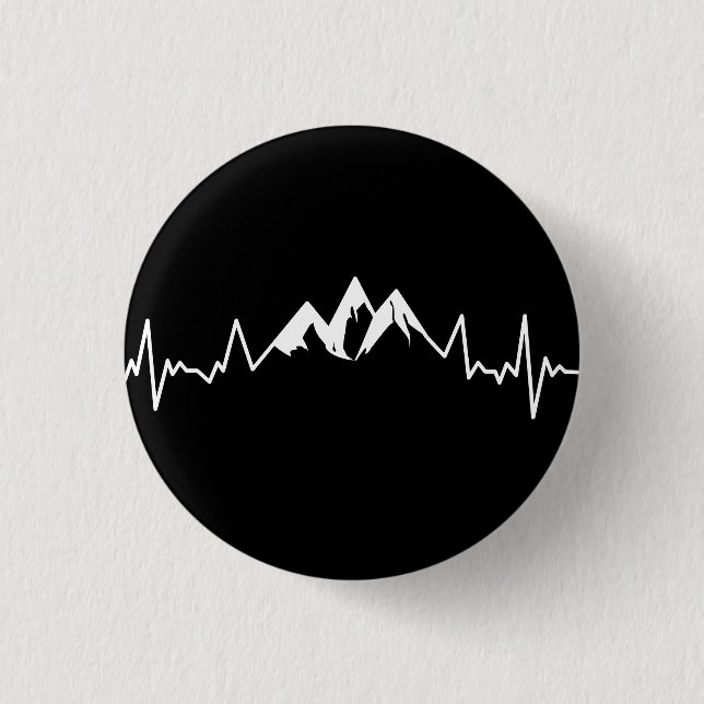 Mountain Range Heartbeat Pulse Line 1 Inch Round Button (Front)