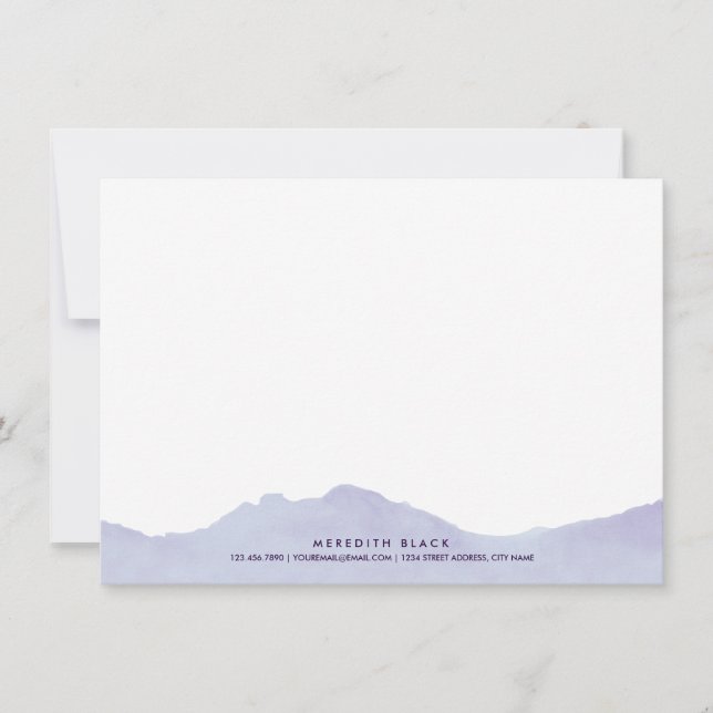 Mountain Range Personalized Stationery Flat Cards (Front)