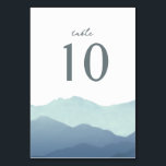 Mountain Range Table Number Cards<br><div class="desc">Elegant wedding design featuring a hand watercolor painted mountain landscape design by Shelby Allison. This design is currently available in blue,  brown,  green and purple.</div>