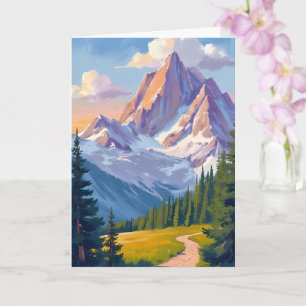 Mountain Range Watercolor Nature Painting Card