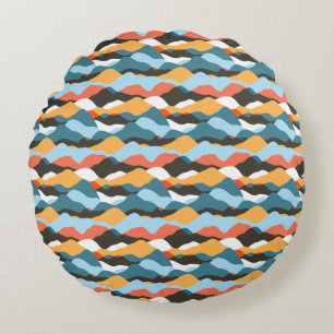 Mountain Range Waves Round Pillow