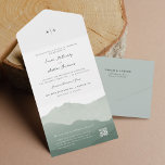 Mountain Range Wedding All In One Invitation<br><div class="desc">Elegant wedding design featuring a hand watercolor painted mountain landscape design by Shelby Allison. This design is currently available in blue,  brown,  green and purple.</div>