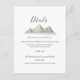 Mountain Range Wedding Details and Information Enclosure Card