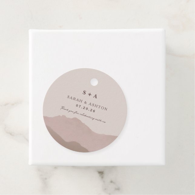 Mountain Range Wedding Invite Favour Tags (In Situ)