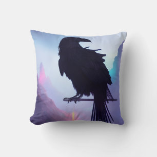 Mountain Raven Throw Pillow