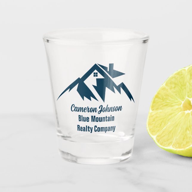 Mountain Real Estate Company Custom Marketing Shot Glass (Front)