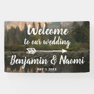 Mountain Reflection Wedding Welcome Banner