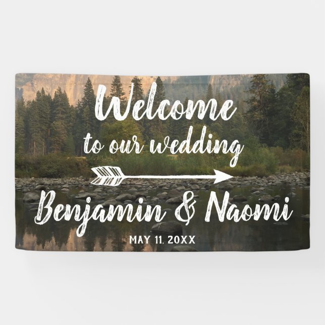 Mountain Reflection Wedding Welcome Banner (Horizontal)