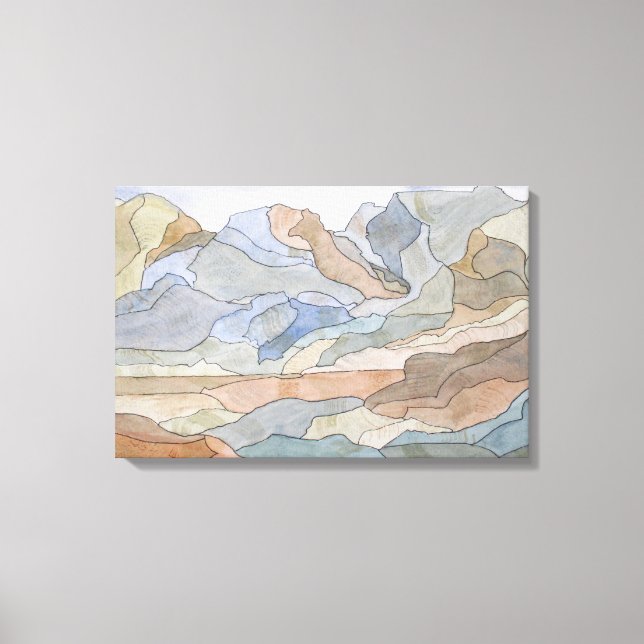 Mountain Regions Watercolor Line Art Print (Front)