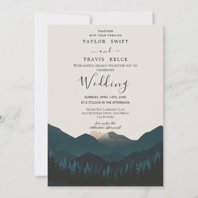 Mountain Retreat Wedding Invitation (Front)