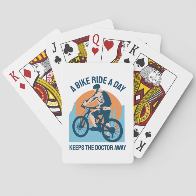 Mountain Rider Cool Design - A Bike Ride A Day Playing Cards (Back)