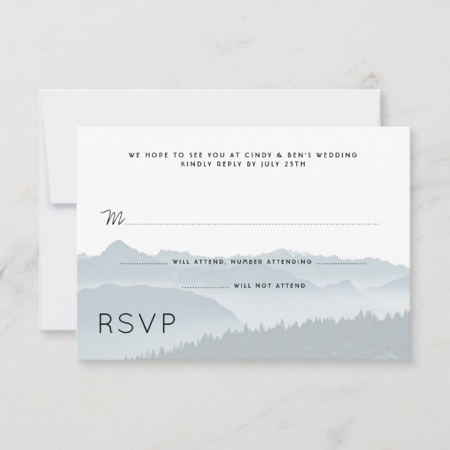 Mountain Ridge Wedding RSVP Guest Count (Front)