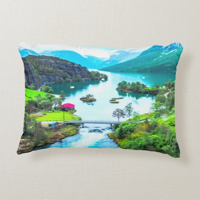 Mountain River Accent Pillow (Back)