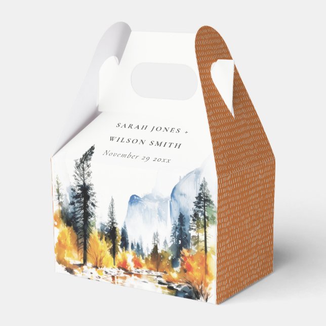 Mountain River Fall Winter Landscape Wedding Favor Box (Front Side)