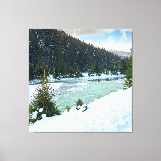 mountain river in wintertime canvas print (Front)