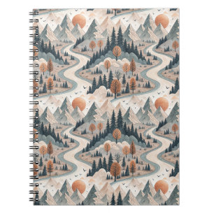 Mountain River Landscape Boho Abstract Pattern Art Notebook