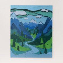 Mountain River Valley Cutout
