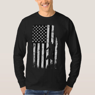 Mountain Rock Climbing Retro Patriotic American Fl T-Shirt