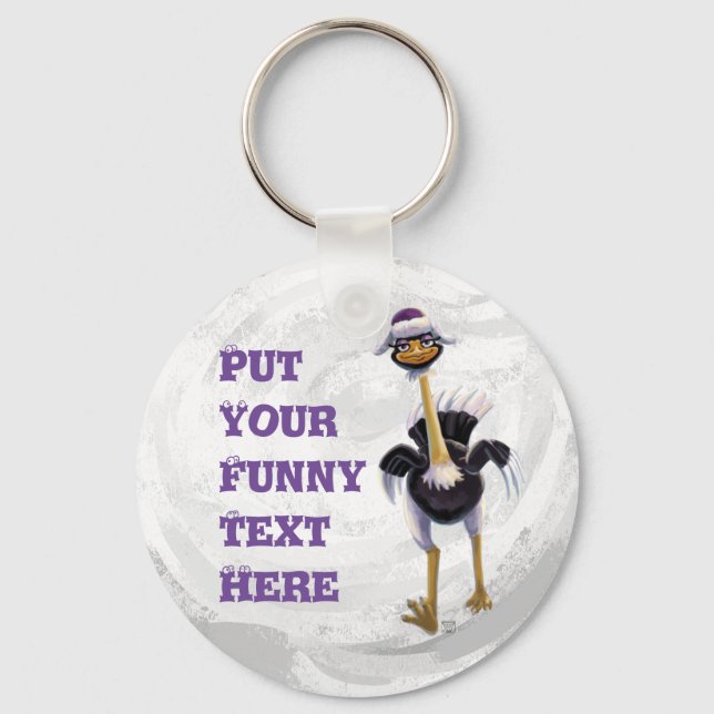 Mountain Running Ostrich Keychain (Front)