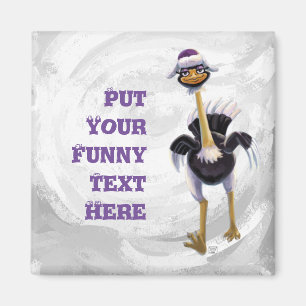 Mountain Running Ostrich Magnet