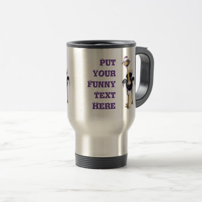 Mountain Running Ostrich Travel Mug (Front Right)