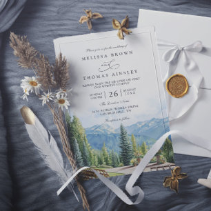 Mountain Rustic Aspen Colorado QR Code Wedding Invitation