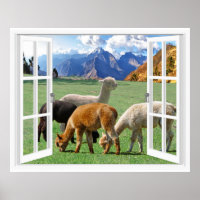Mountain Scene Alpaca Landscape Art Window View