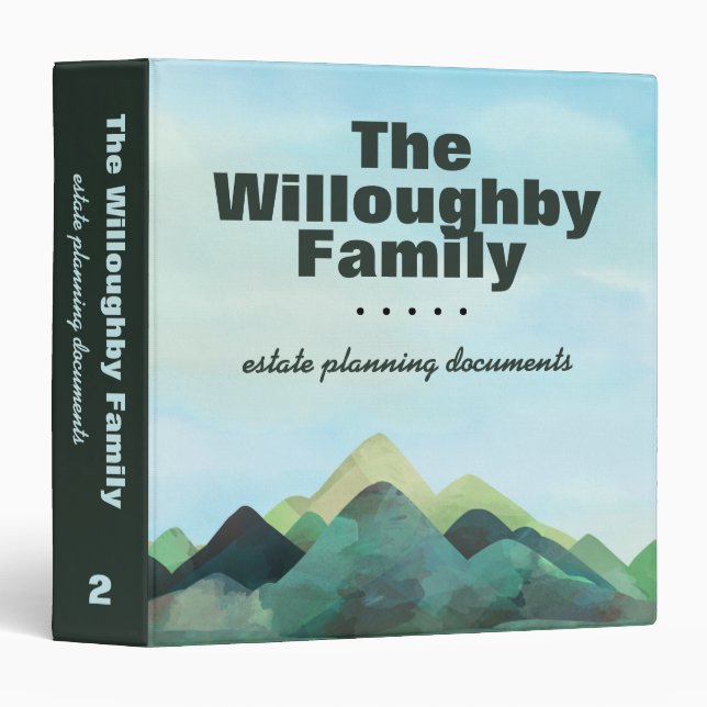 Mountain Scene Estate Plan Organizer 3 Ring Binder (Front/Spine)